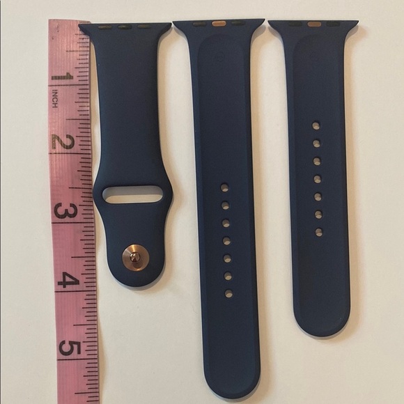Apple Watch Silicone Rose Gold Buckle Navy Blue Band 42mm S/M and M/L - Picture 3 of 3